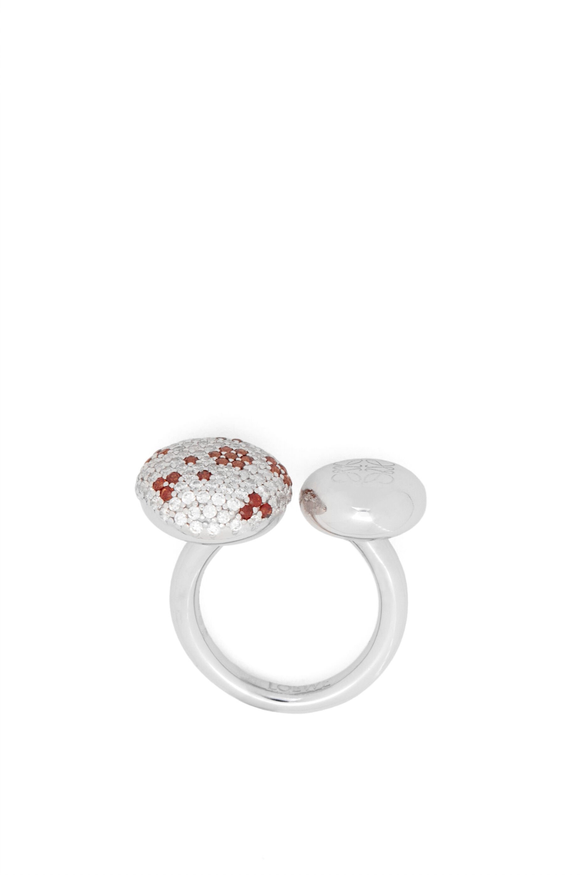 Anagram Pebble double ring in sterling silver and crystals - 4