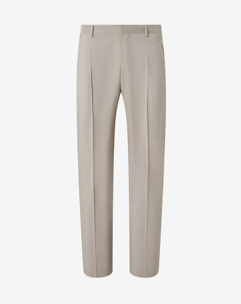 Beige stretch silk and cotton trousers 1