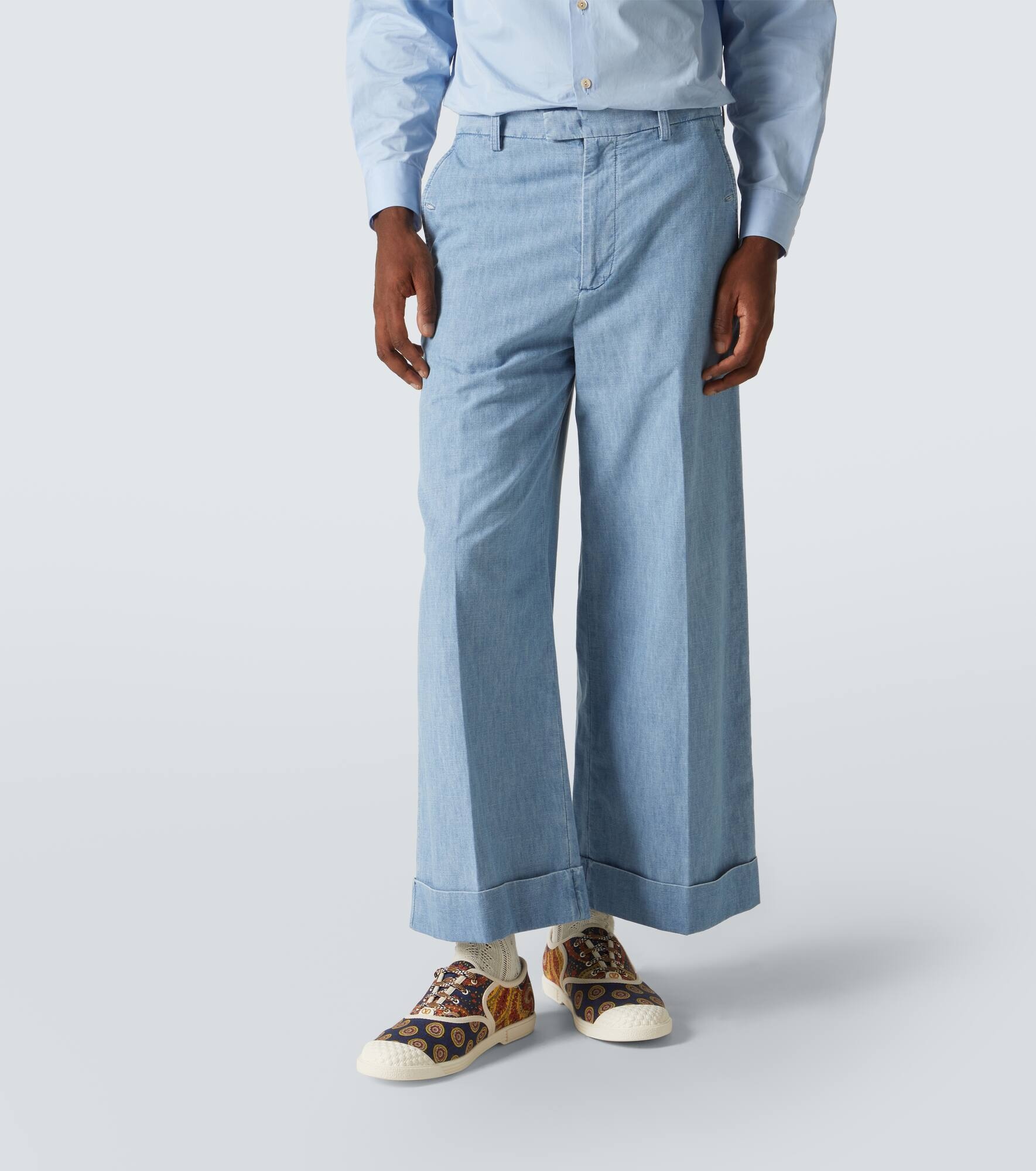 Cropped wide-leg denim pants - 3