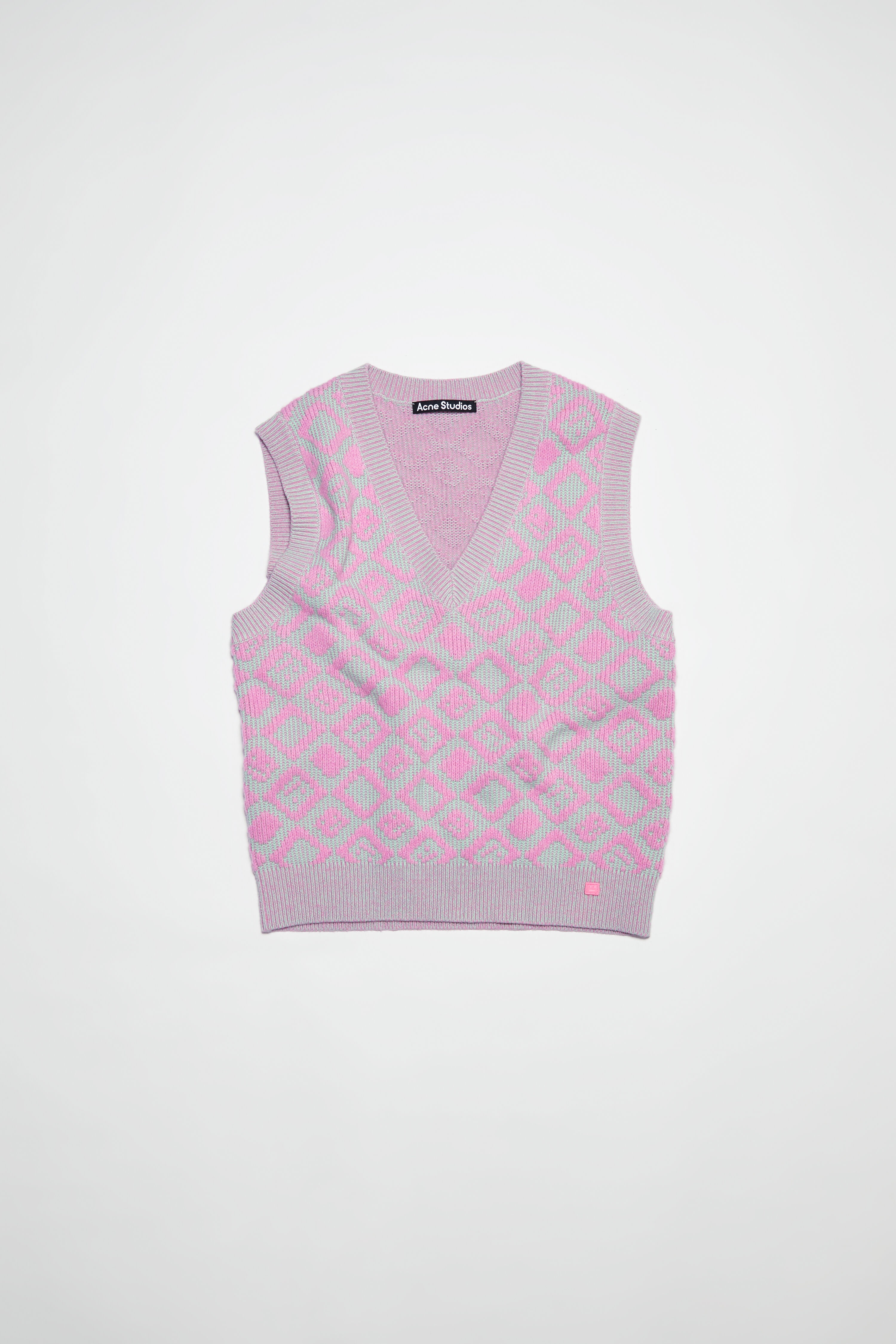 Face tiles vest - Bubble pink/spring green - 6