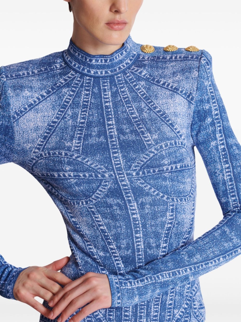 knitted jacquard mini dress - 7