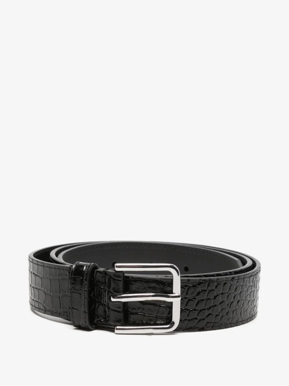 croc-effect leather belt - 1