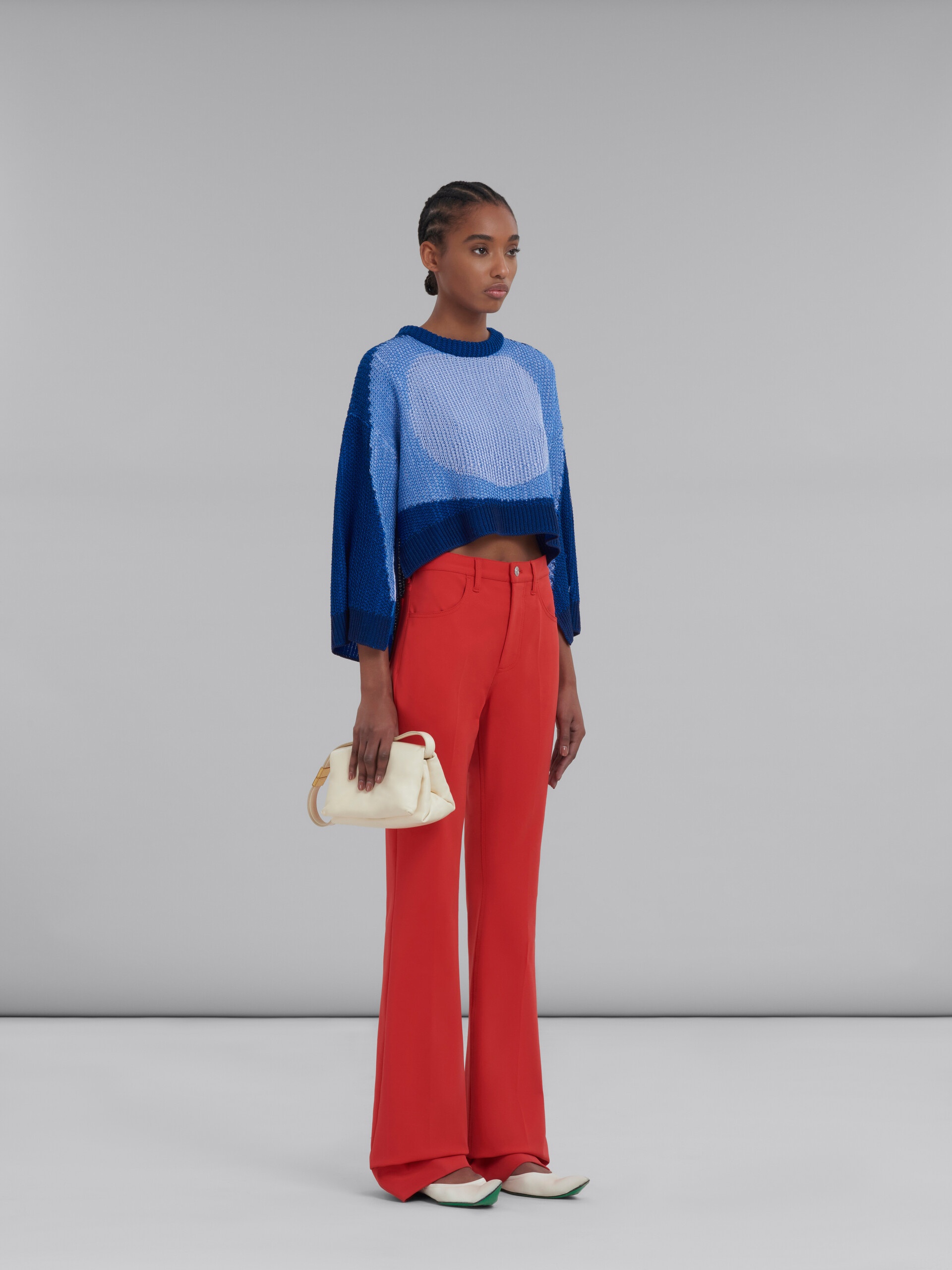 RED FLARED JERSEY TROUSERS - 5