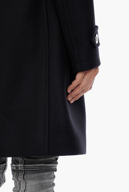 Black double-breasted wool coat - 10