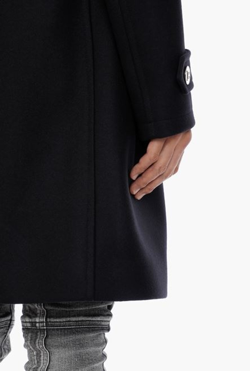 Black double-breasted wool coat 10