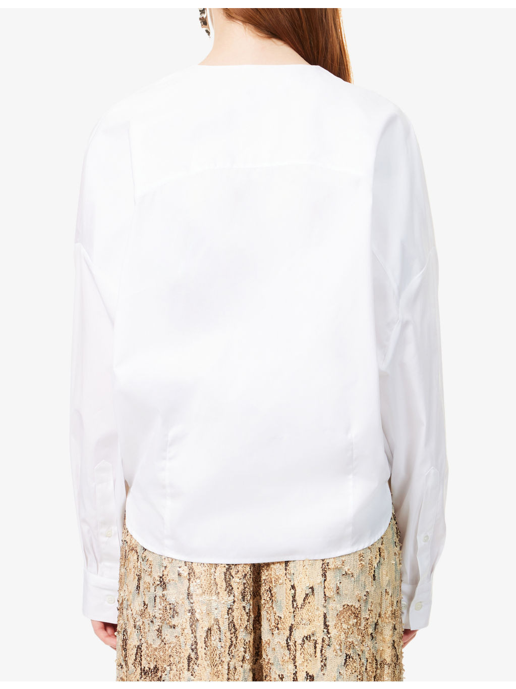 Wrap-Front Puffball Cotton-Poplin Shirt - 4
