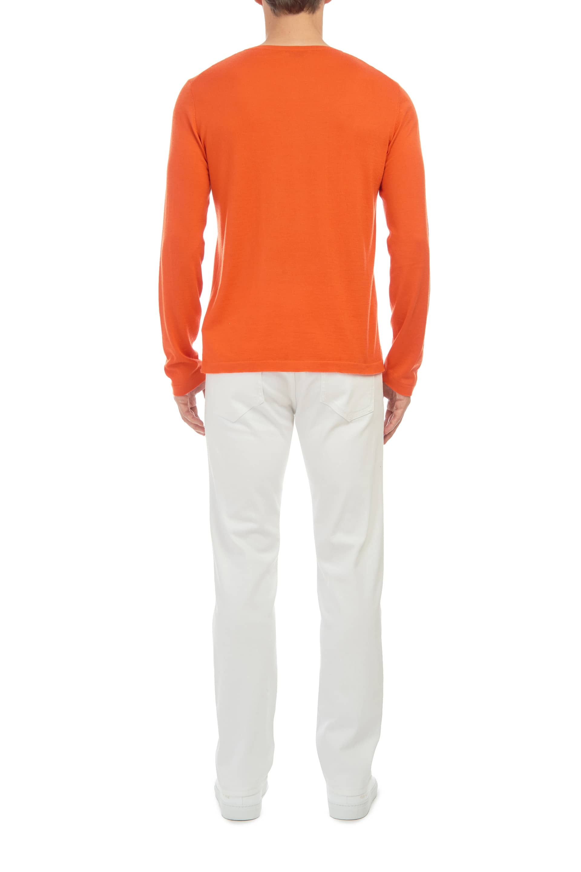 Herman Knit Long Sleeve Crew in Orange Merino Wool - 4