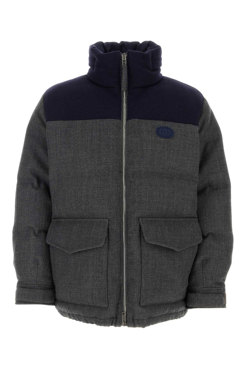 Gucci Men Dark Grey Wool Blend Down Jacket - 1