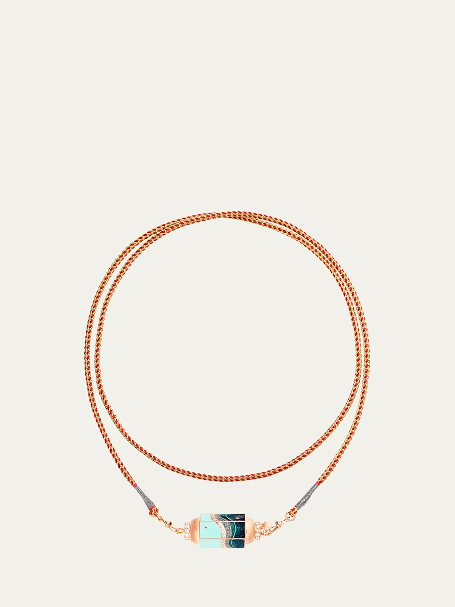 18k Rose Gold Millyway Locket Cord Necklace - 1