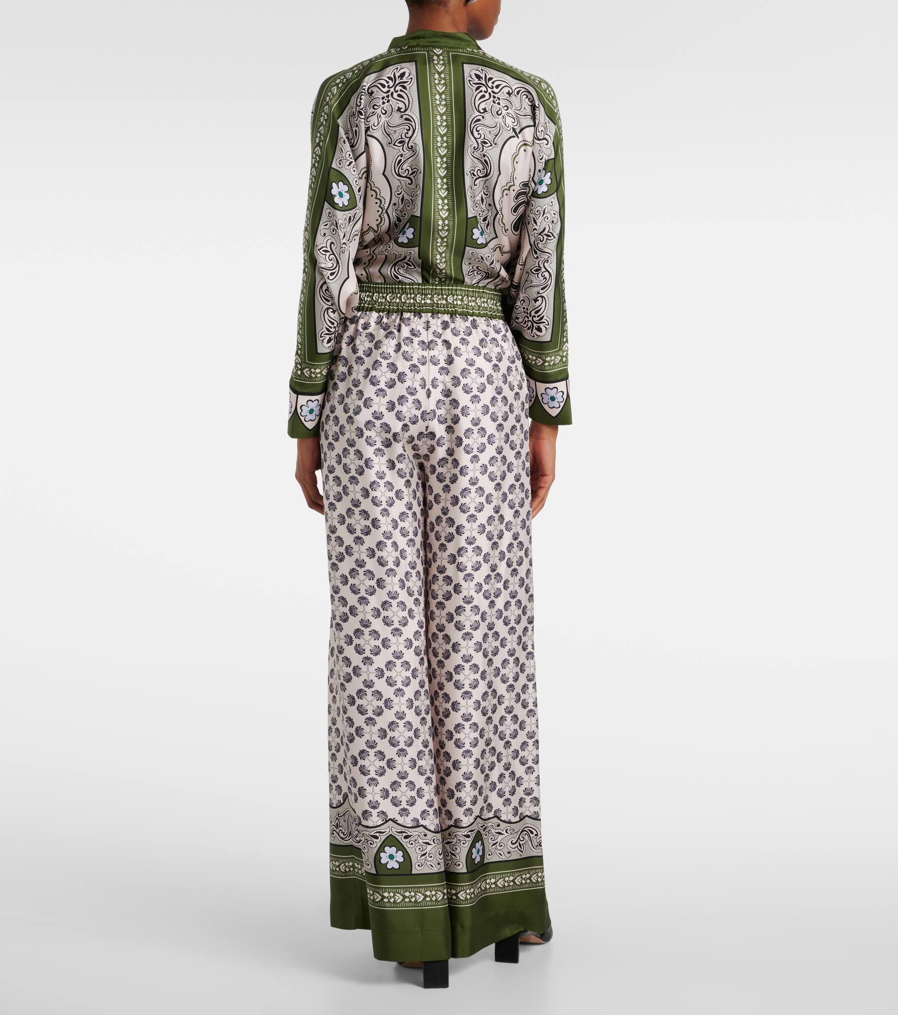 Printed silk twill palazzo pants - 3