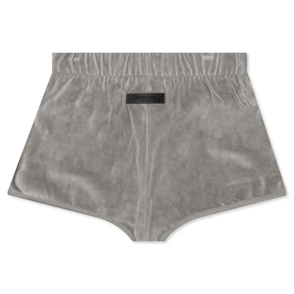 ESSENTIALS WOMEN'S VELOUR BEACH SHORT - DESERT TAUPE - 1