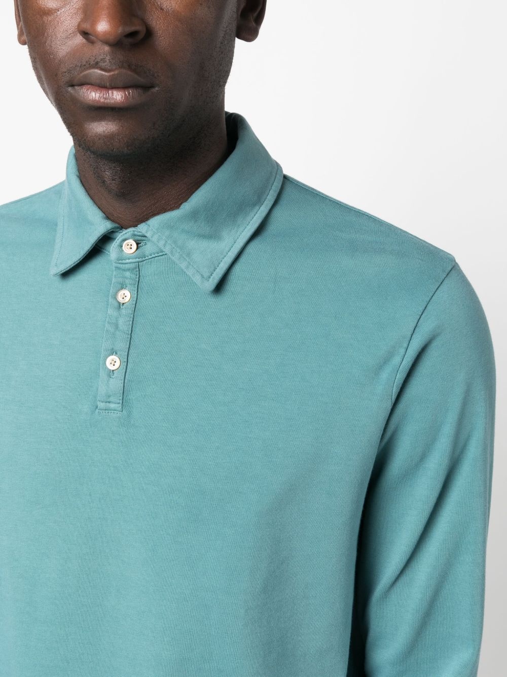 long-sleeved cotton polo shirt - 5