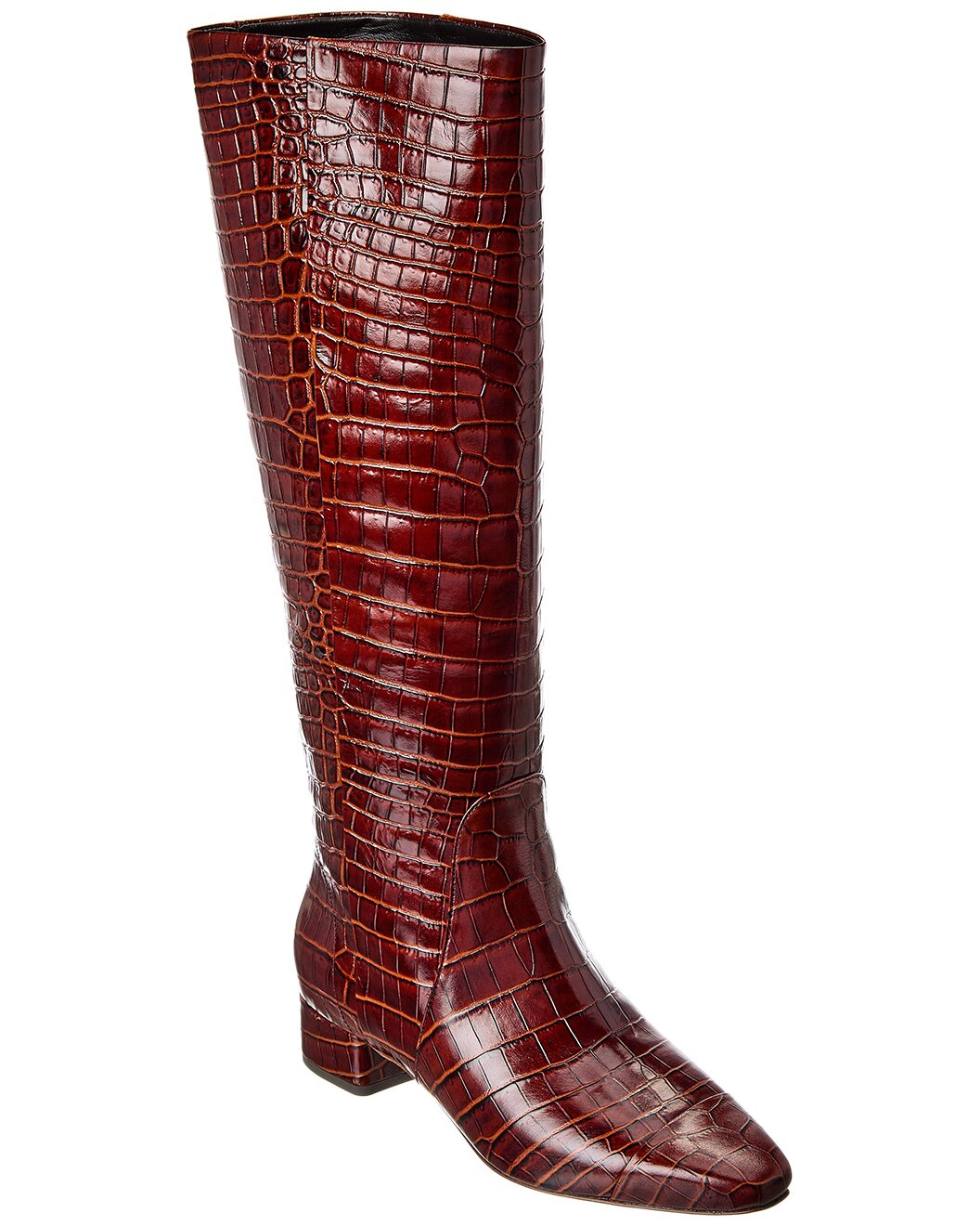 Veronica Beard Cecile Croc-Embossed Leather Knee-High Boot - 1