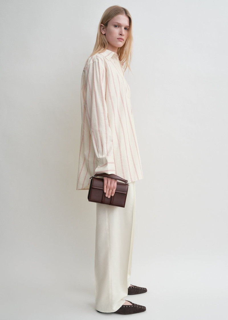 Totême Mini T-flap leather bag bordeaux outlook