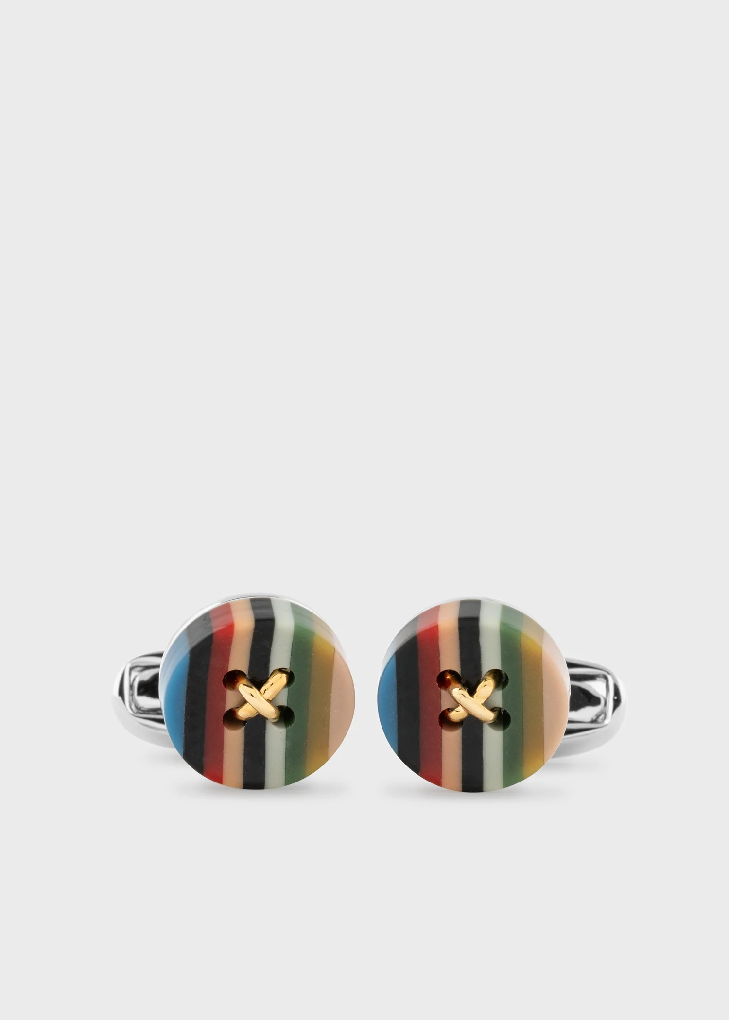 Signature Stripe' Button Cufflinks - 1