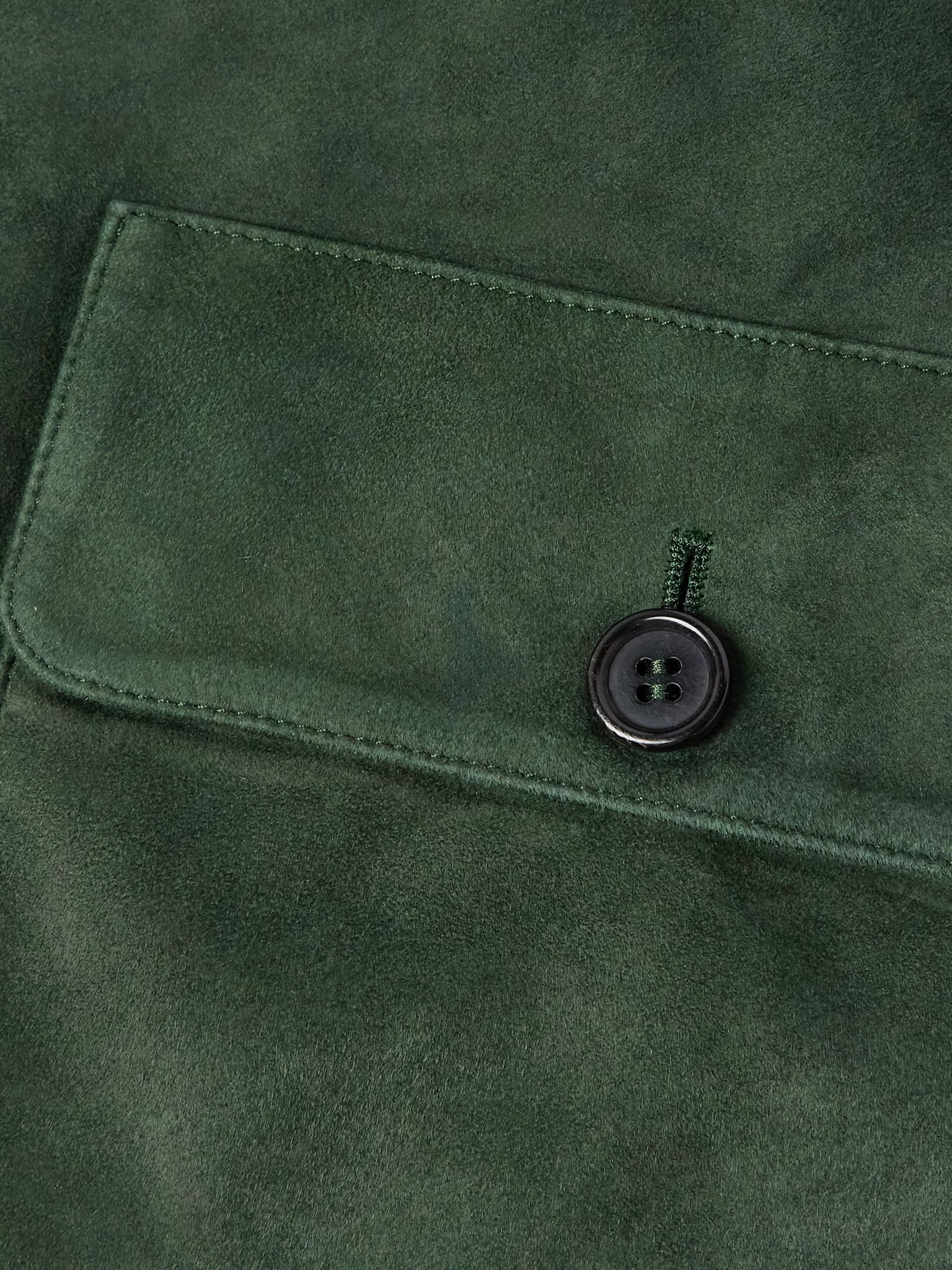 Suede-Panelled Cashmere Jacket Dark green - 6
