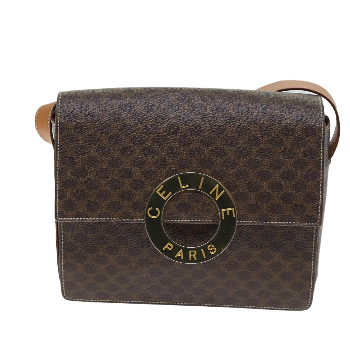 CELINE Macadam Canvas Shoulder Bag Pvc Brown - 13