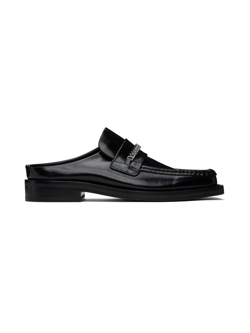 Black Square Toe Mules 1