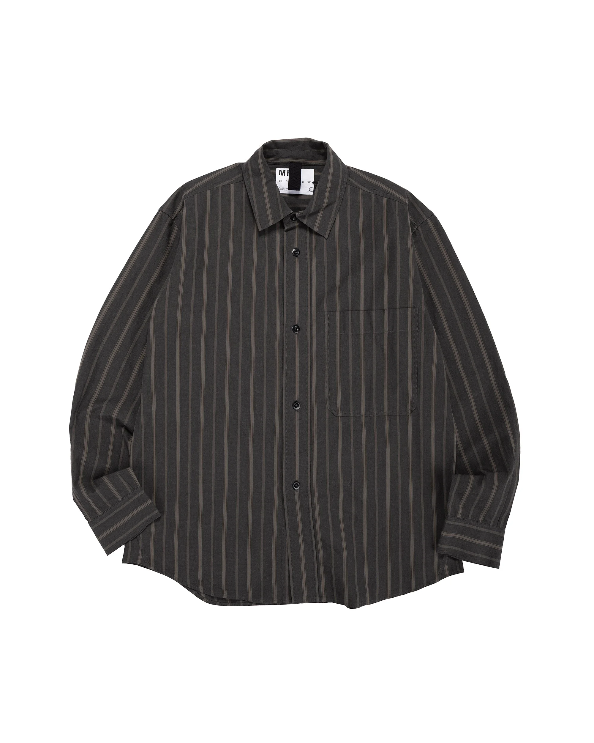 MHL Basic Shirt Bold Stripe Cotton Off Black/Khaki - 1