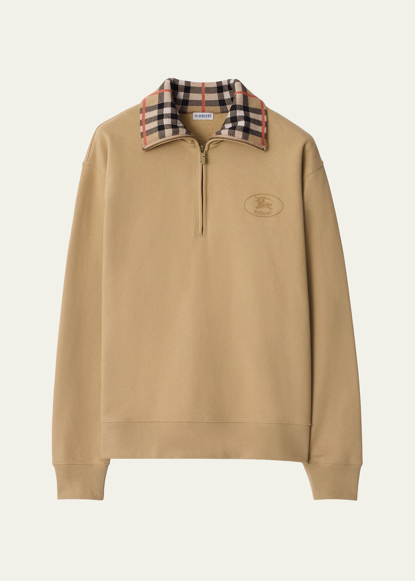 Men's Check-Collar Quarter-Zip Sweater - 1