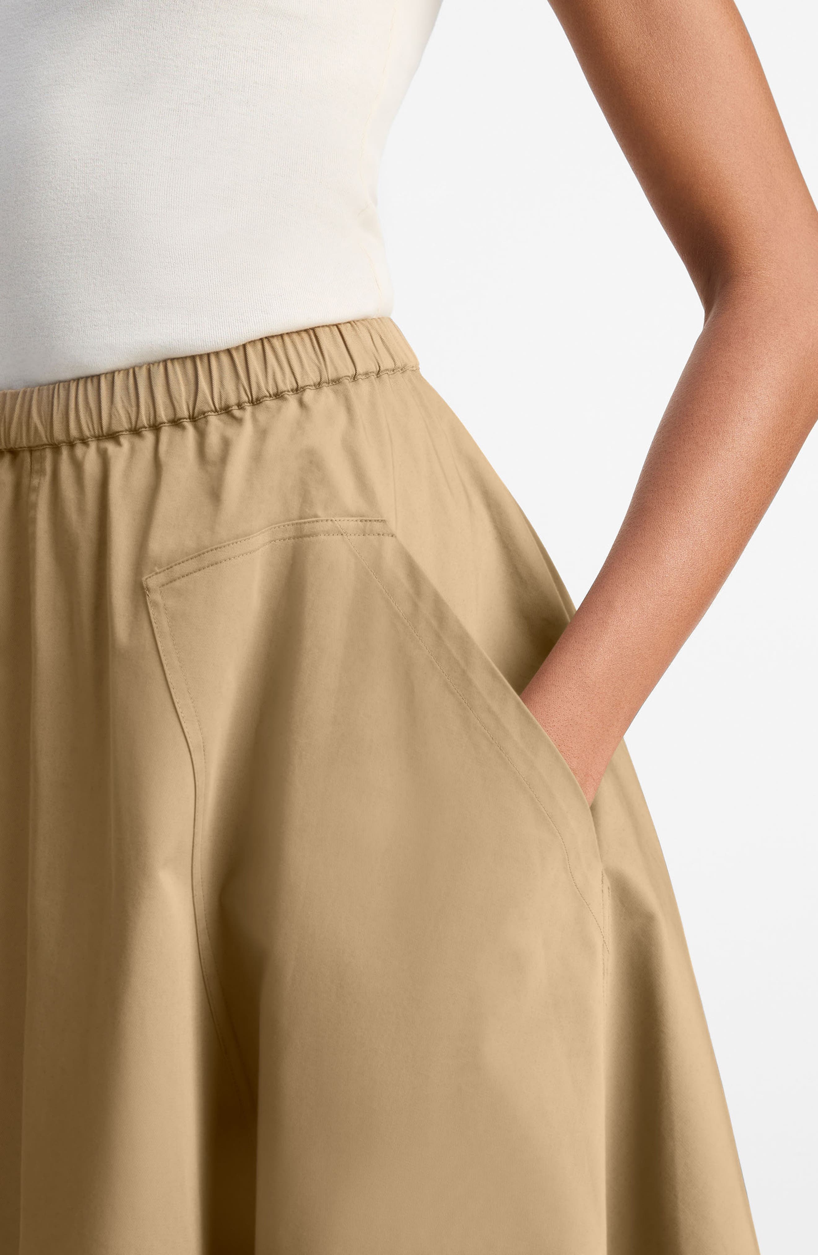 Vince Stretch Cotton Midi Skirt in Dark Barley at Nordstrom - 4