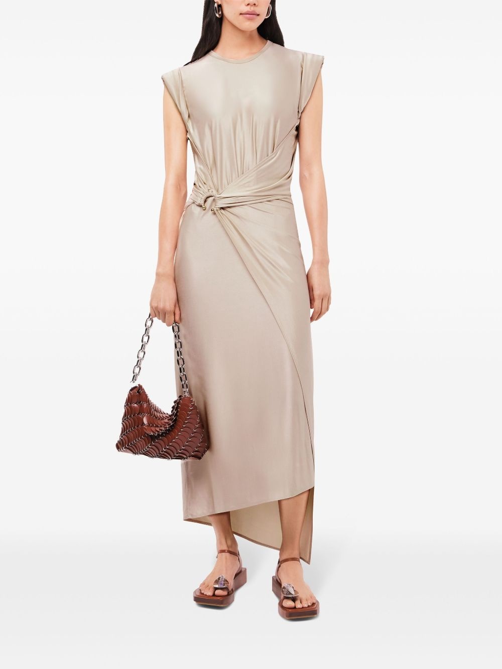 gathered-detail draped midi dress - 2