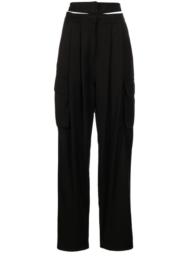 pleated cut-out cargo trousers 1