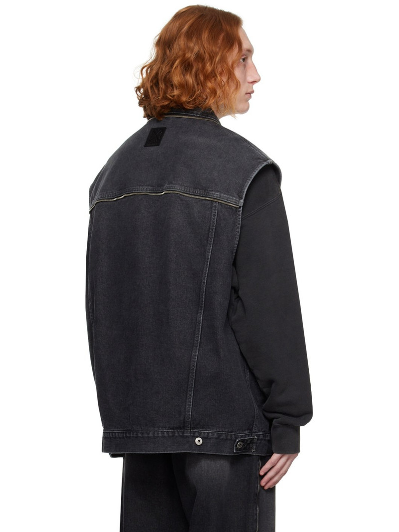 Gray Zip Denim Vest 3
