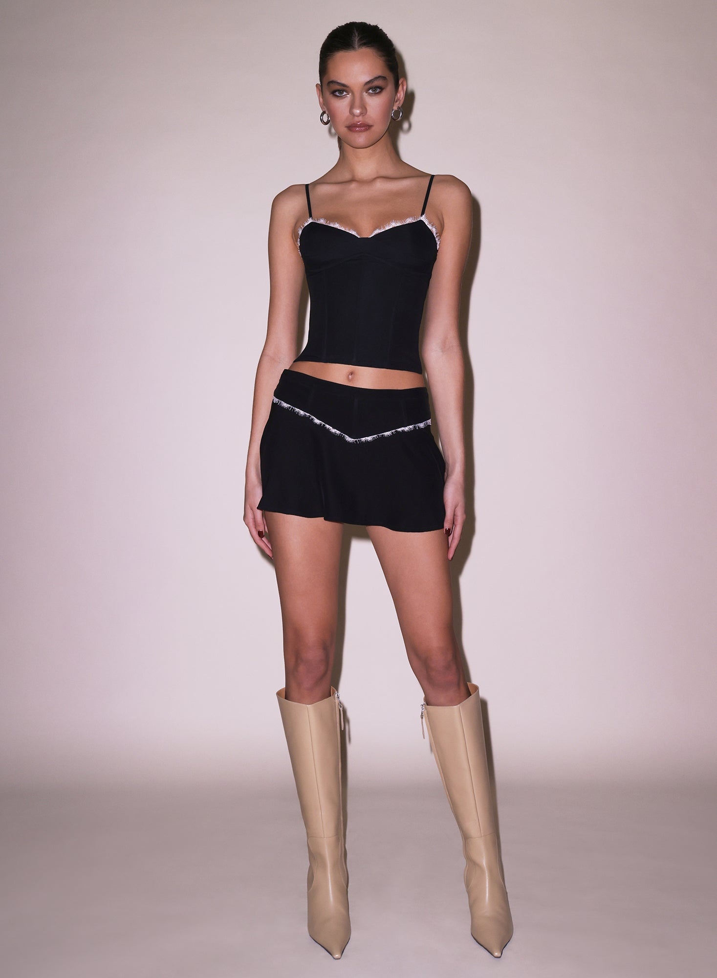 Silk & Lace Flare Mini Skirt - 3