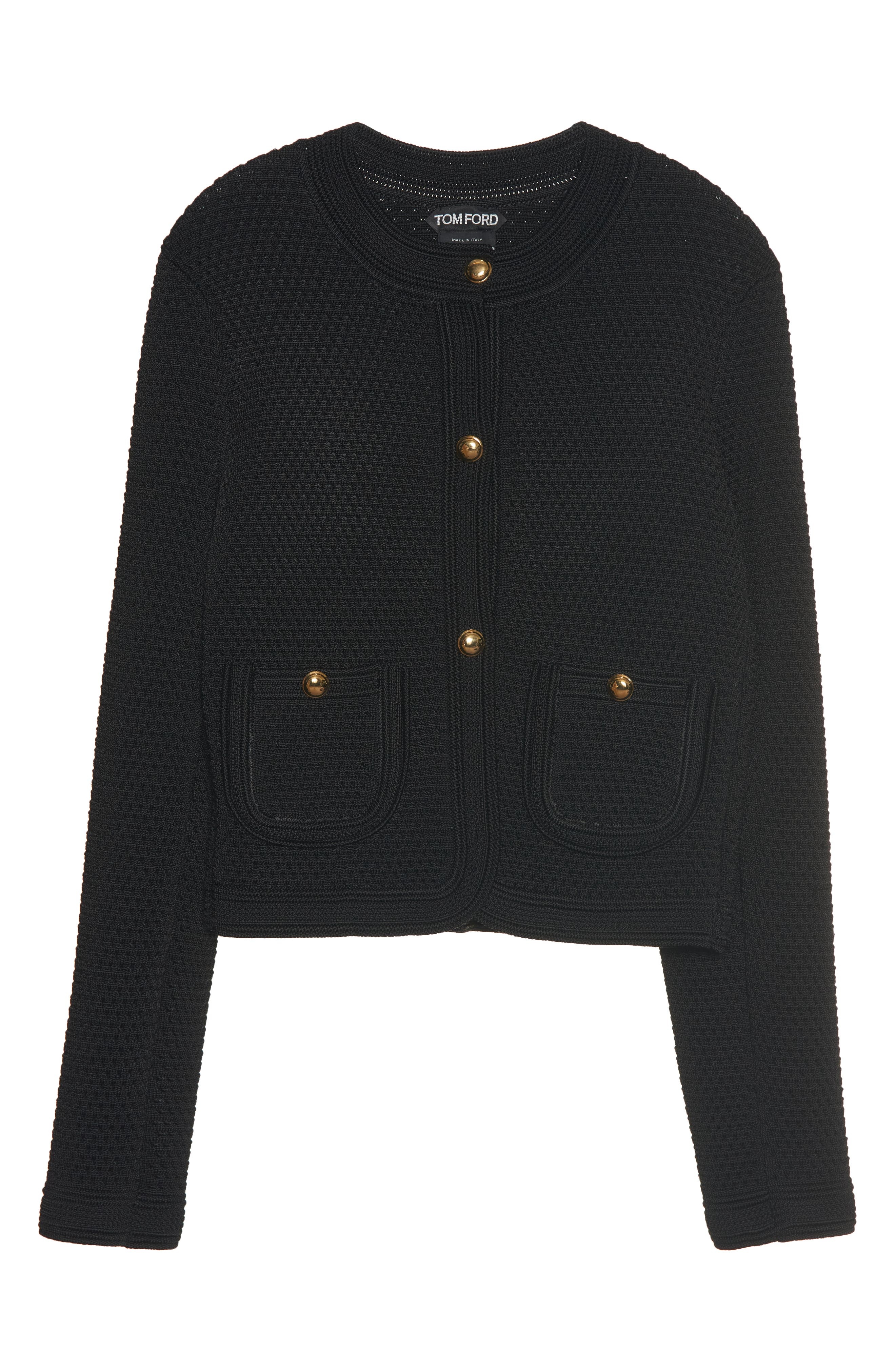 TOM FORD Compact Knit Crop Jacket in Black at Nordstrom - 7