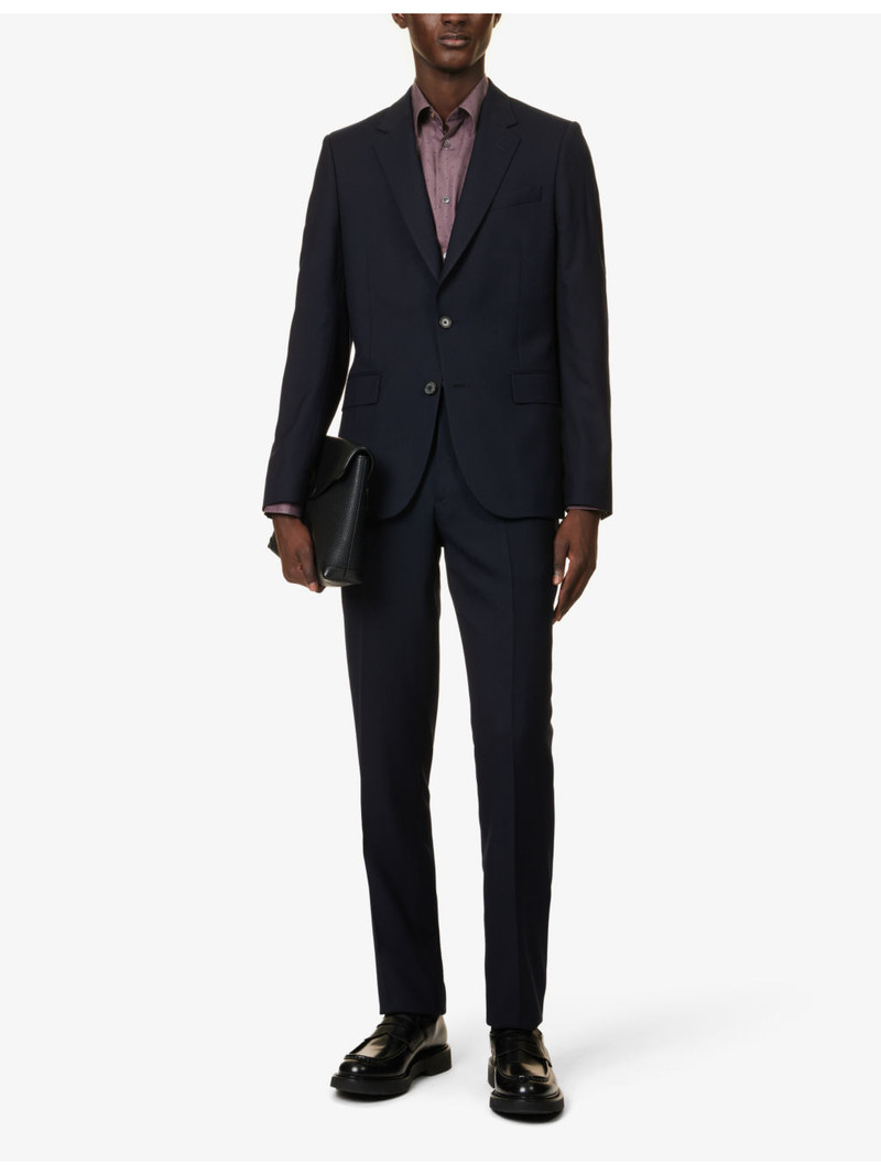 Paul Smith A Suit To Travel In structured-shoulders regular-fit tapered-leg wool suit outlook