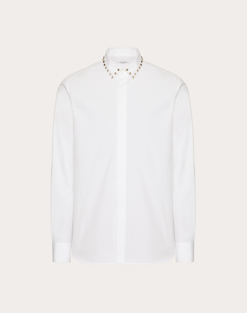 LONG SLEEVE COTTON SHIRT WITH BLACK UNTITLED STUDS ON COLLAR 1