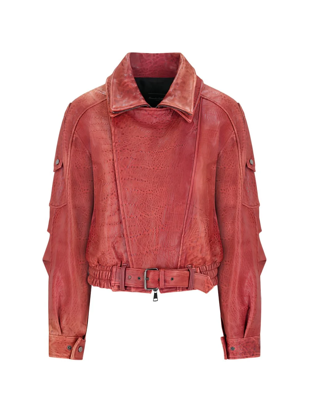 belted leather jacket - 1