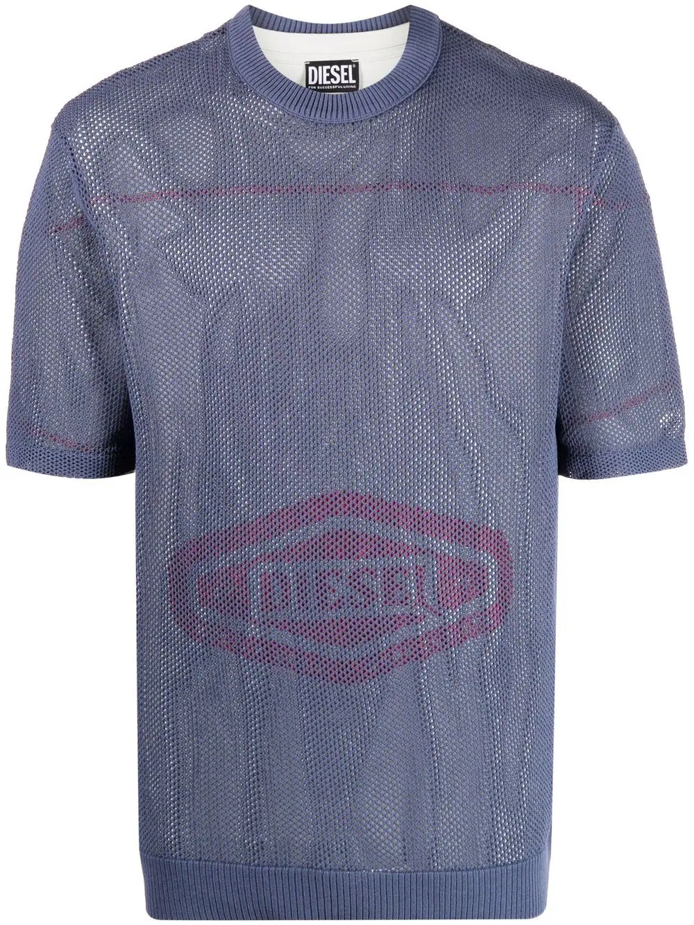 logo-print mesh T-shirt - 1