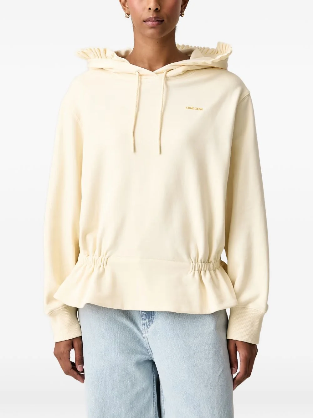 ruffled drawstring hoodie - 1