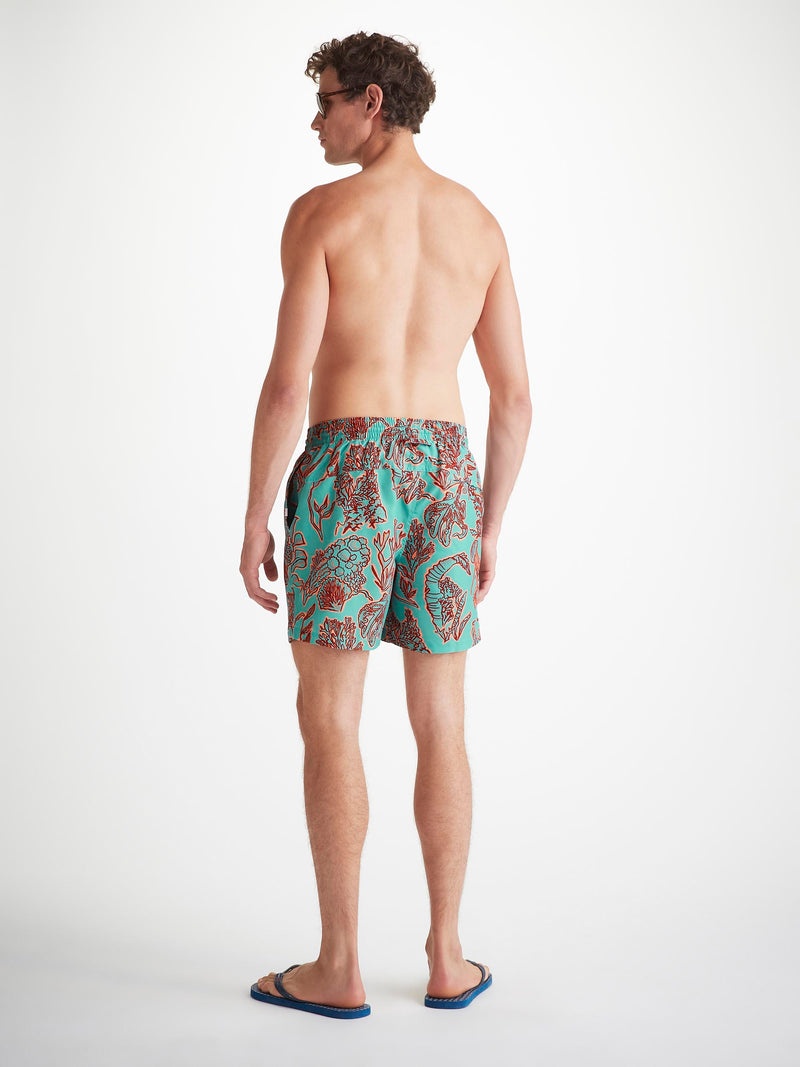 Men's Swim Shorts Turquoise Octopus Print - 4