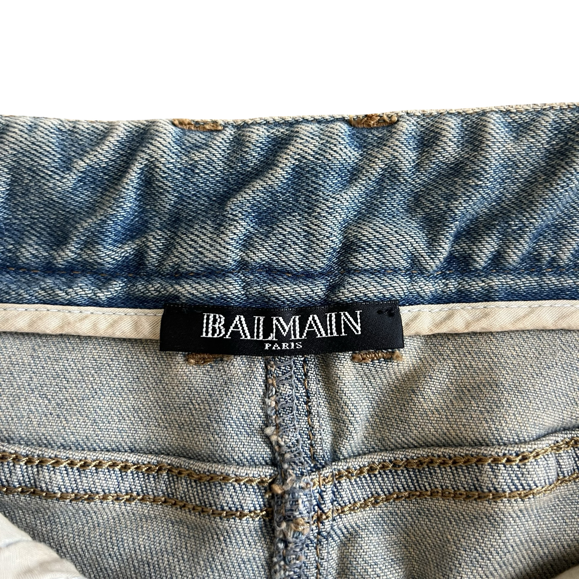 Balmain Light Wash Biker Denim SZ 34 - 5