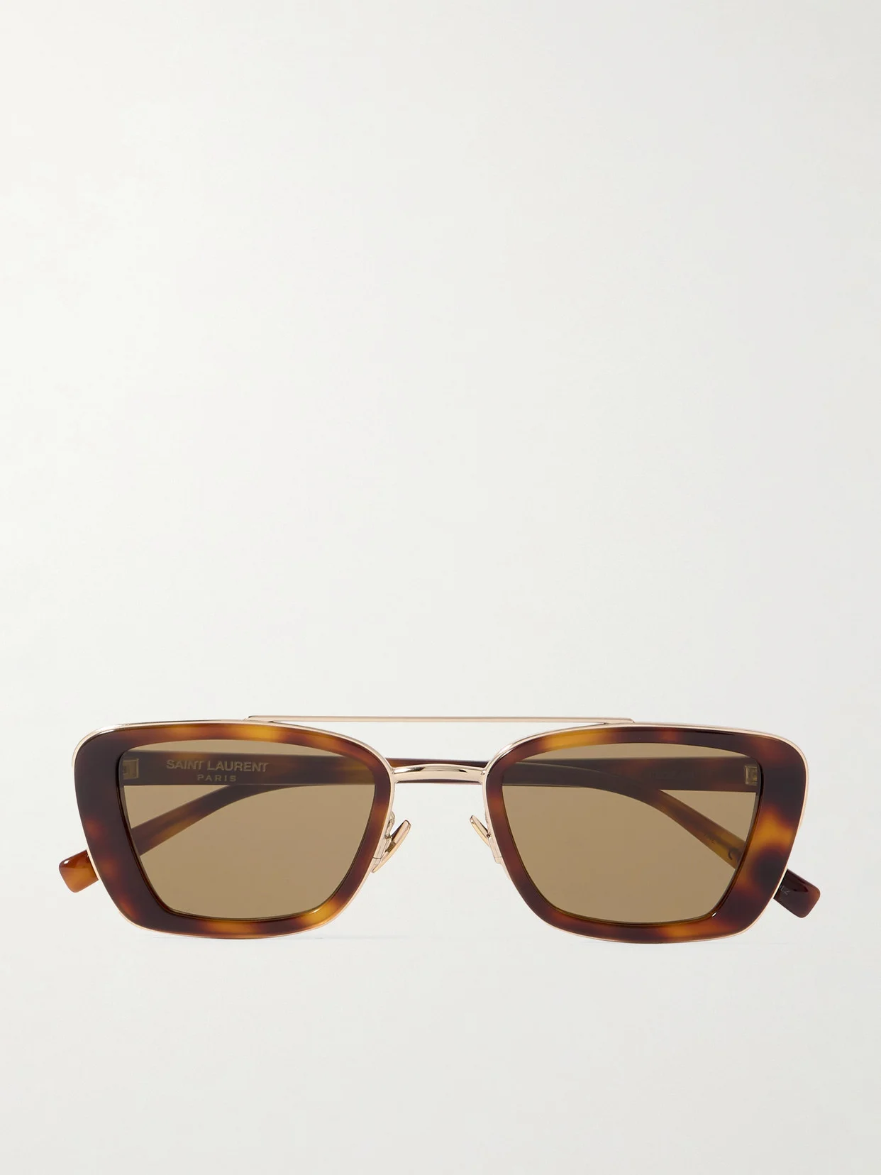 Rectangle-frame Tortoiseshell Acetate And Gold-tone Sunglasses - 1