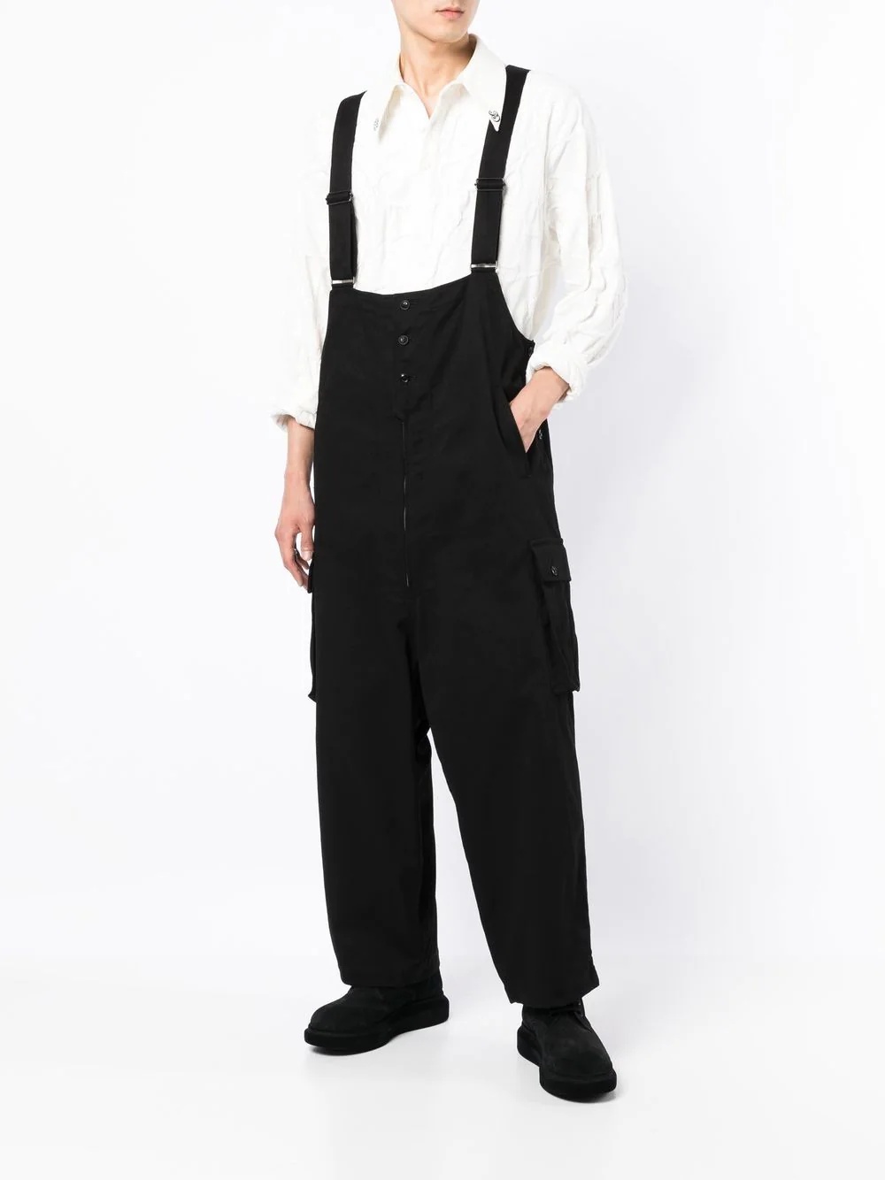 front button-placket jumpsuit - 2