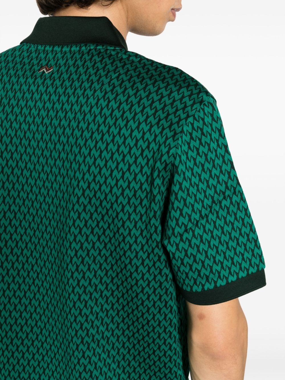 monogram-pattern cotton polo shirt - 5