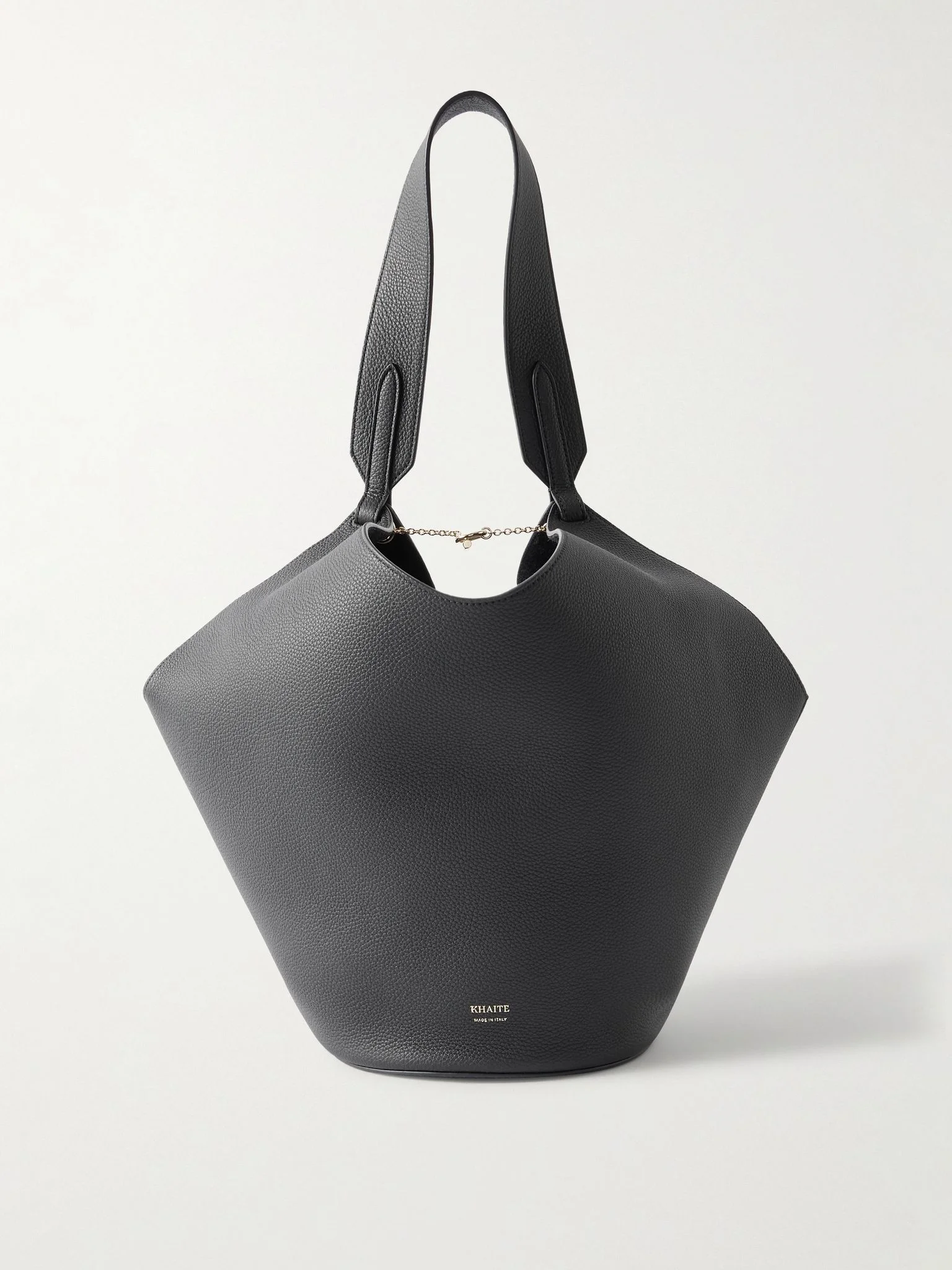 Lotus small textured-leather tote Black - 1