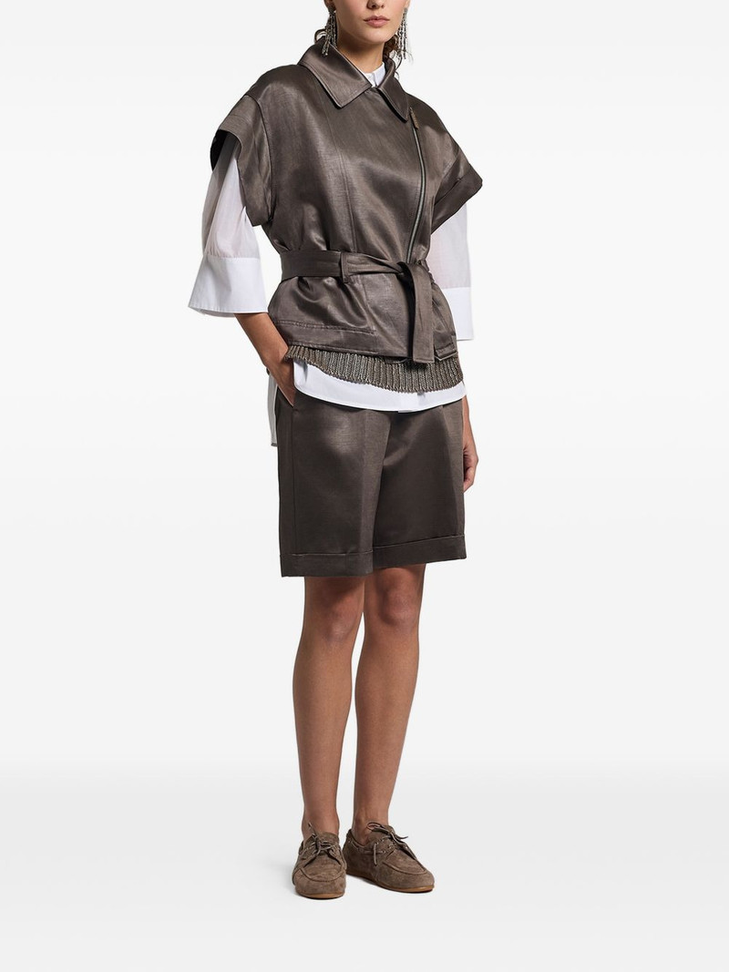 PESERICO belted zip-up jacket outlook