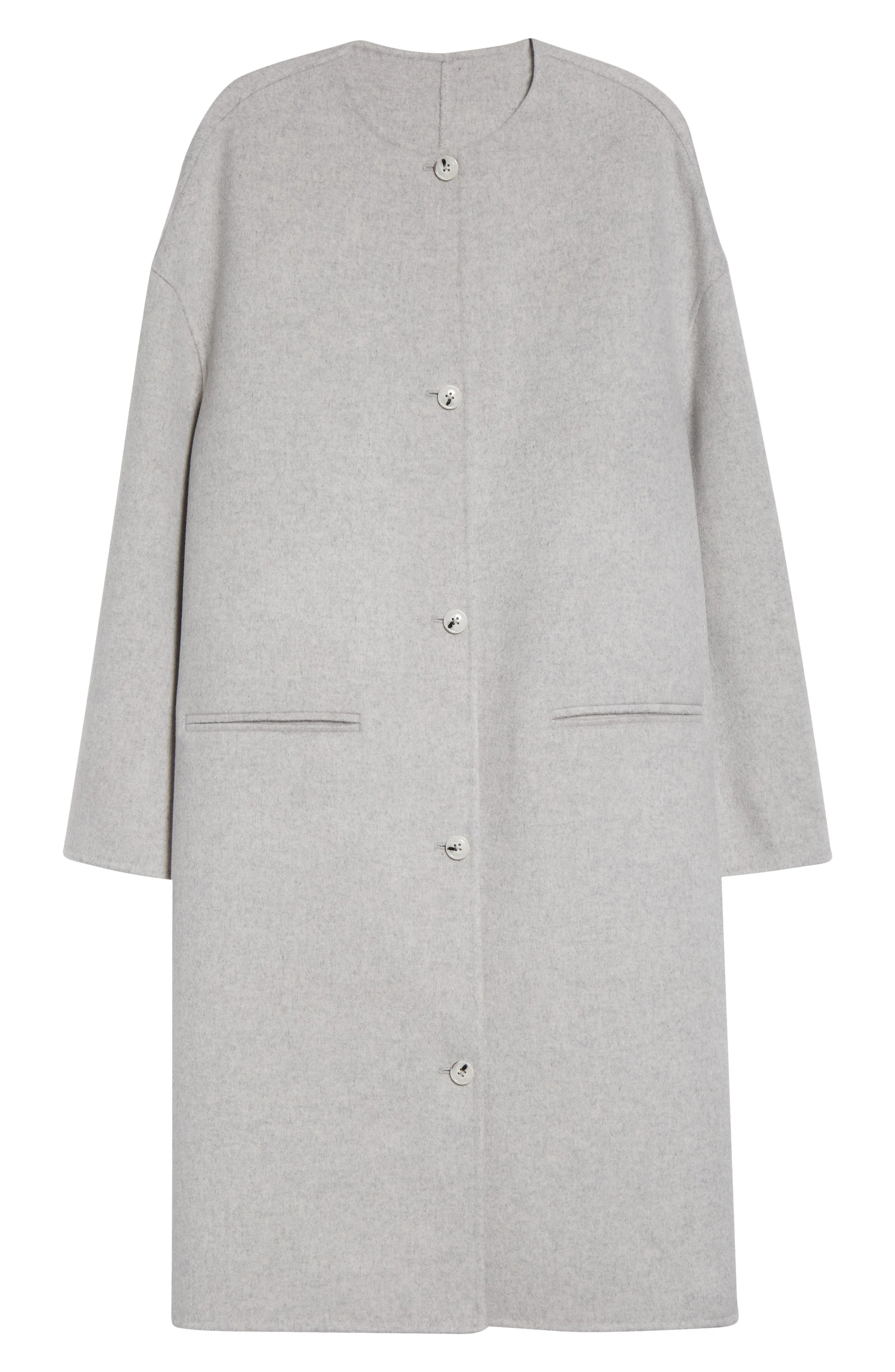 LOULOU DE SAISON Kerry Oval Shaped Wool & Cashmere Coat in Light Grey Melange at Nordstrom - 1