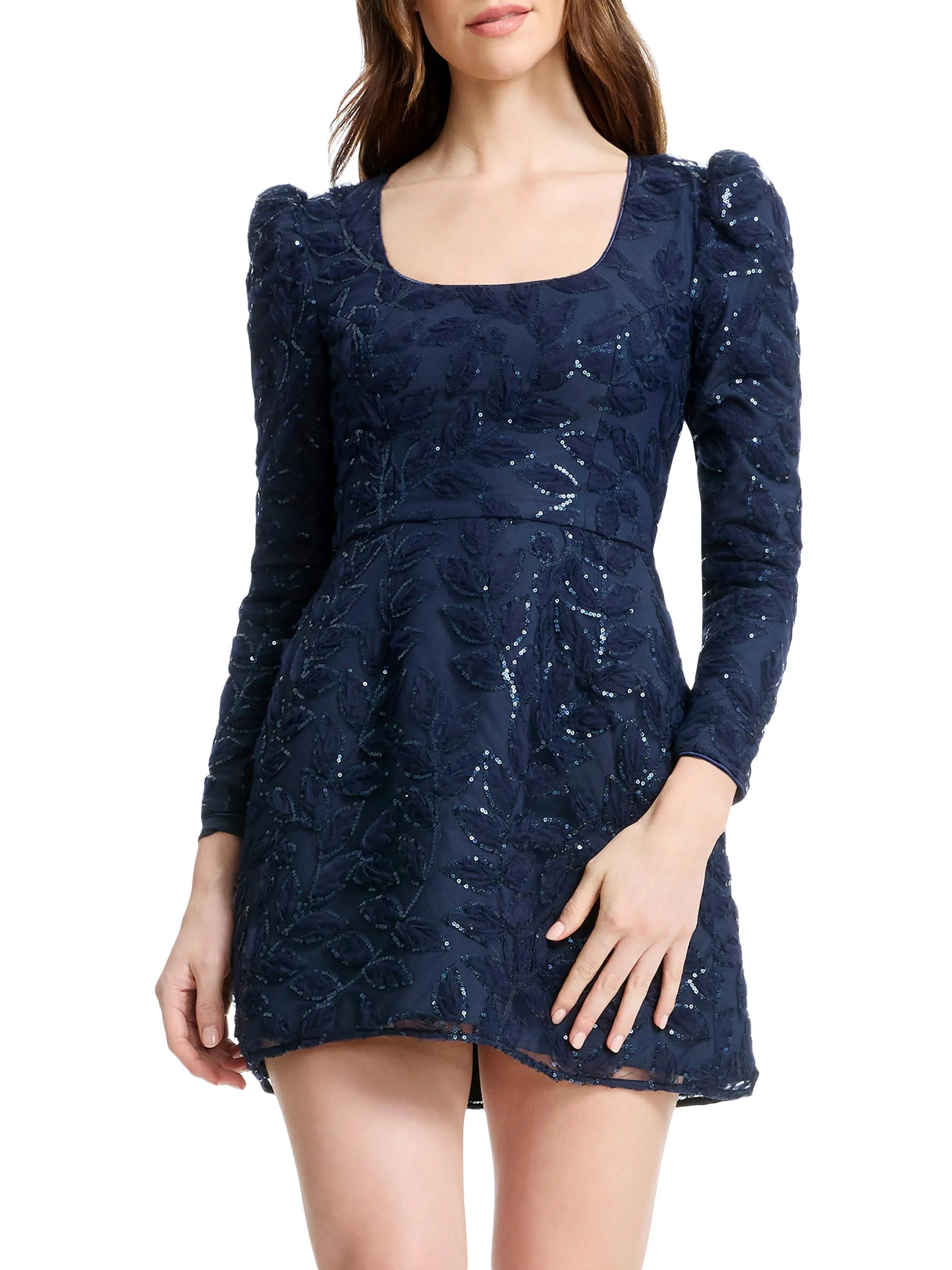 Women's Brie Sequined Fit-And-Flare Minidress - Navy - 1