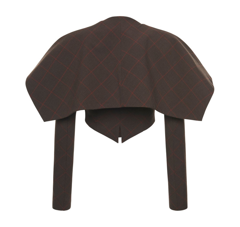 CROPPED JACKET WITH COLLAR BROWN CHECK 11