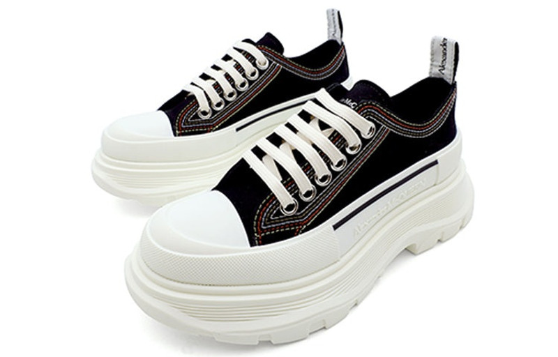 (WMNS) Alexander McQueen Tread Slick Lace Up Sneaker 'Denim Black' 657579W4L3M1355 2