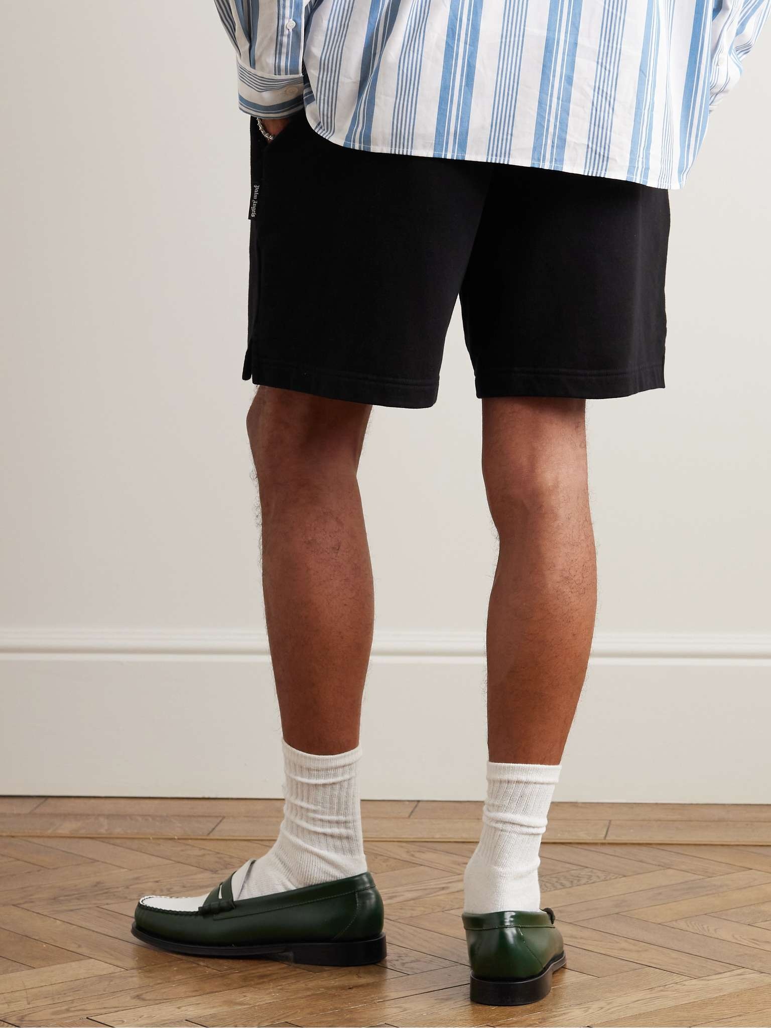 Wide-Leg Logo-Embroidered Cotton-Jersey Shorts - 3