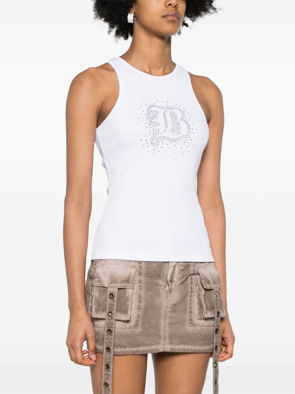 crystal-embellished fine-ribbed top - 3