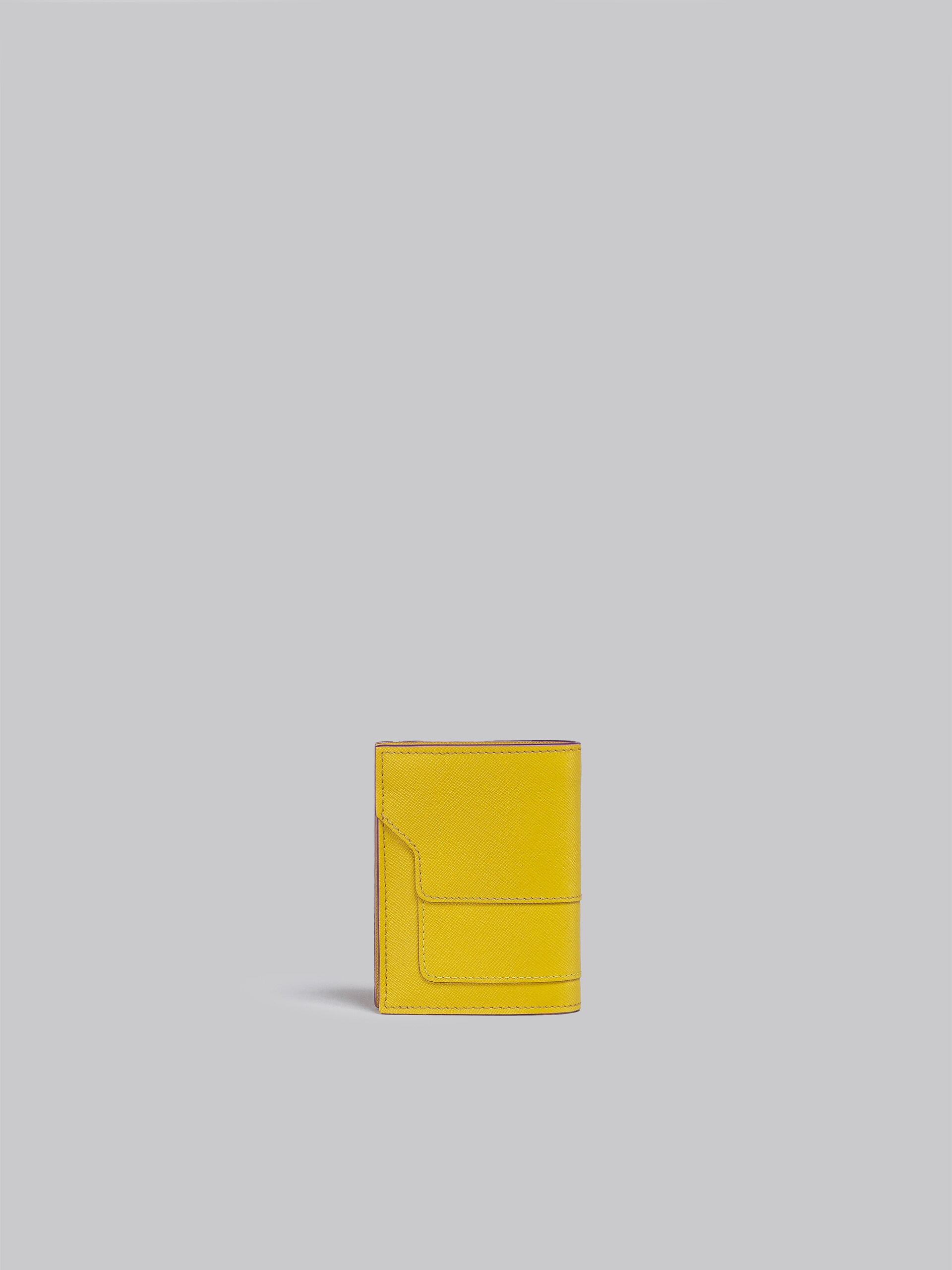 YELLOW SAFFIANO LEATHER BI-FOLD WALLET - 3