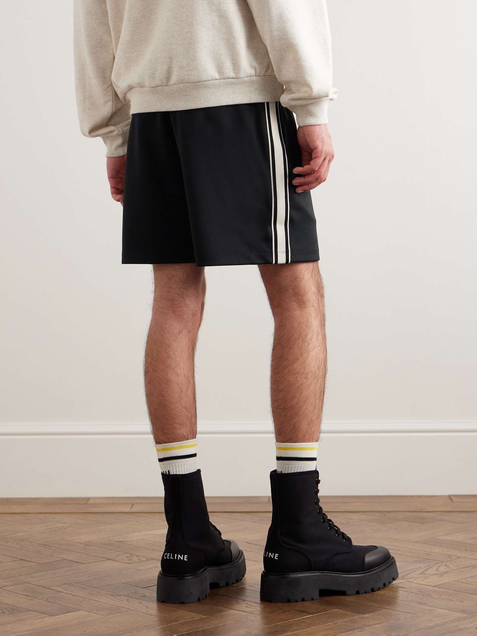 Straight-Leg Logo-Embroidered Striped Jersey Drawstring Shorts - 4